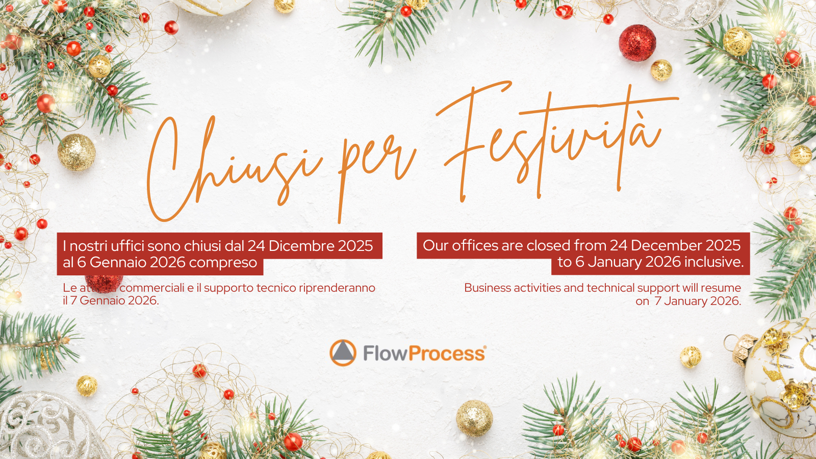 Flow Process - Chiusura per festività 2025